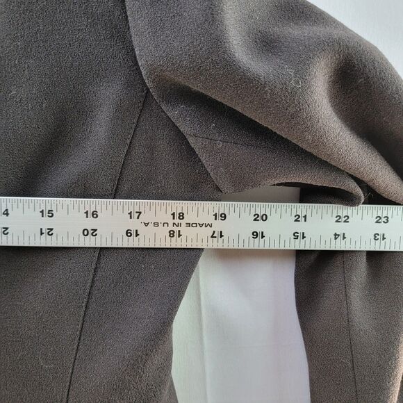 Vintage Chetta B Black100% Wool Coat Front Opening Hidden Button Fur Trim 6 - Picture 10 of 10